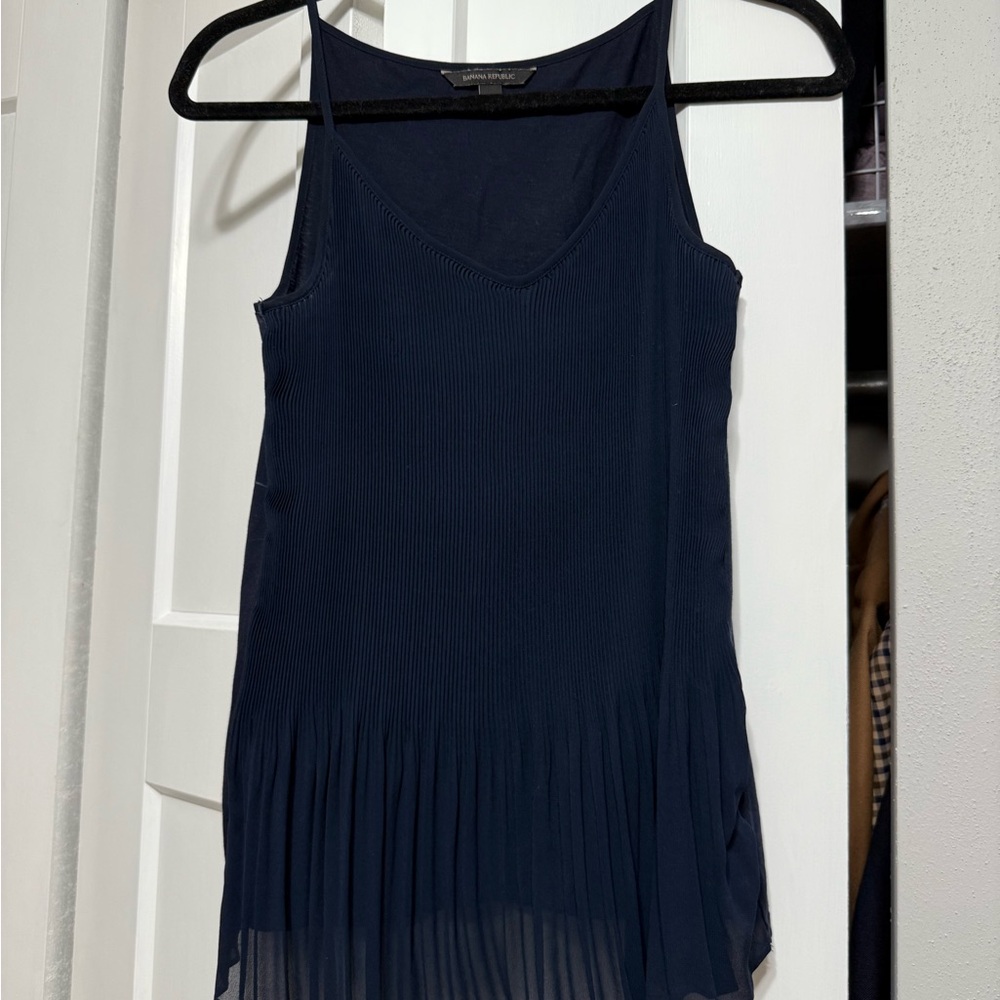 Banana Republic Dark Blue Pleated Tank Top